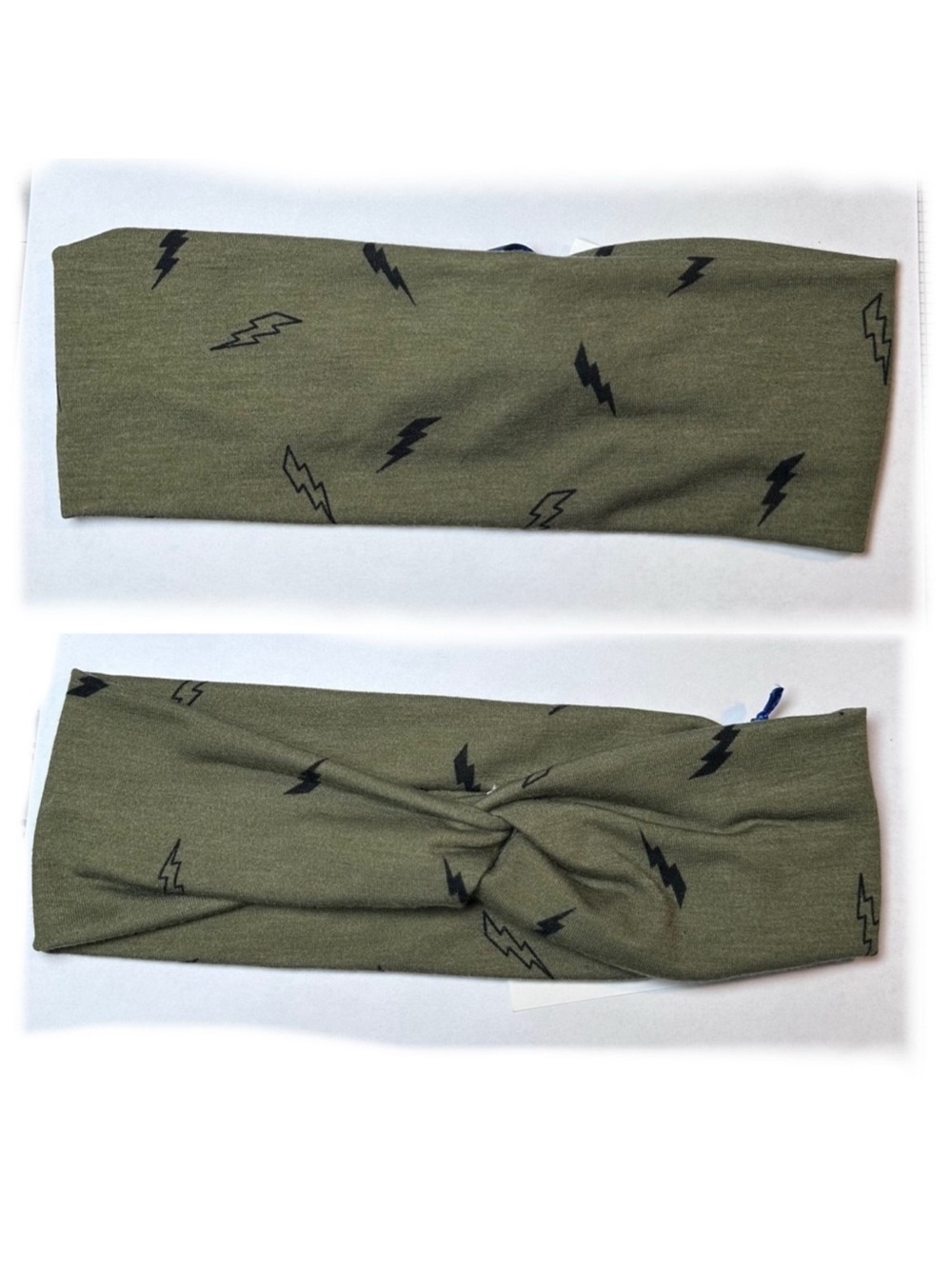 Lightning bolt headband twist up cycle tee hand made green